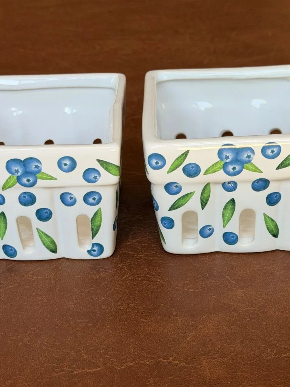 Ceramic Berry Baskets Blueberry Fruit Set of 2